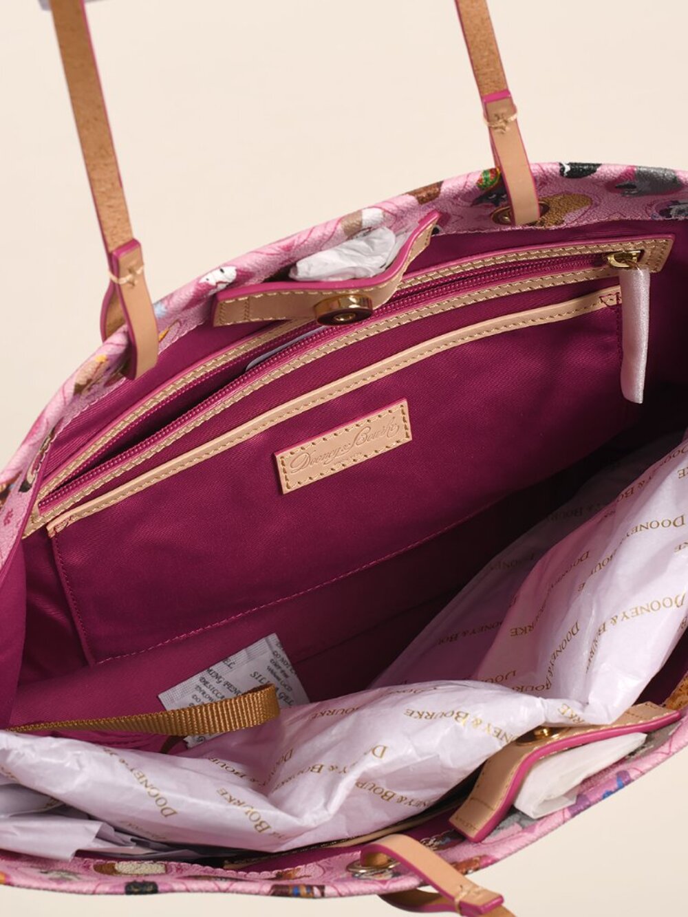 Dooney & Bourke Disney Dogs 18 Tote Pink NWT Shoulder Bag Leather Trim Rare - Picture 4 of 8